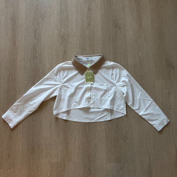Eightiin Milly Contrast Collar Shirt | White Button Down Top | NWT | Size Small - Picture 4 of 8